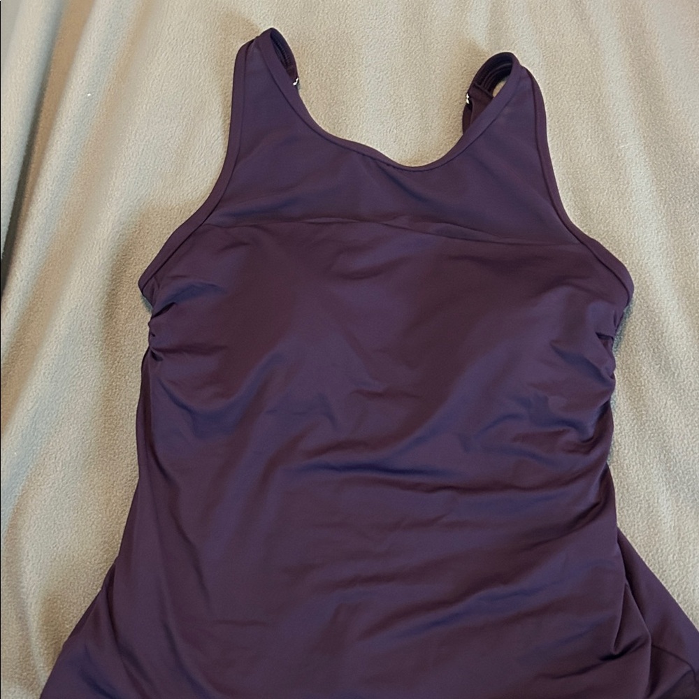Lands' End Deep Purple Tankini - 8D- built in bra, and tummy control layer.